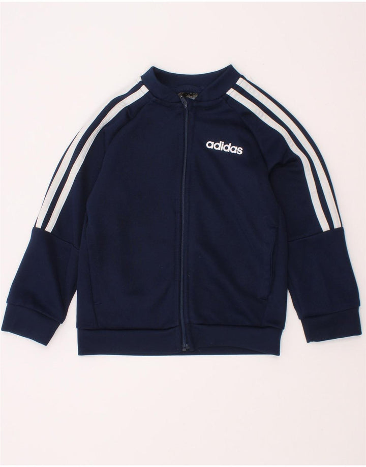 Gornja jakna od trenirke Adidas za dječake 7-8 godina tamnoplavi poliester