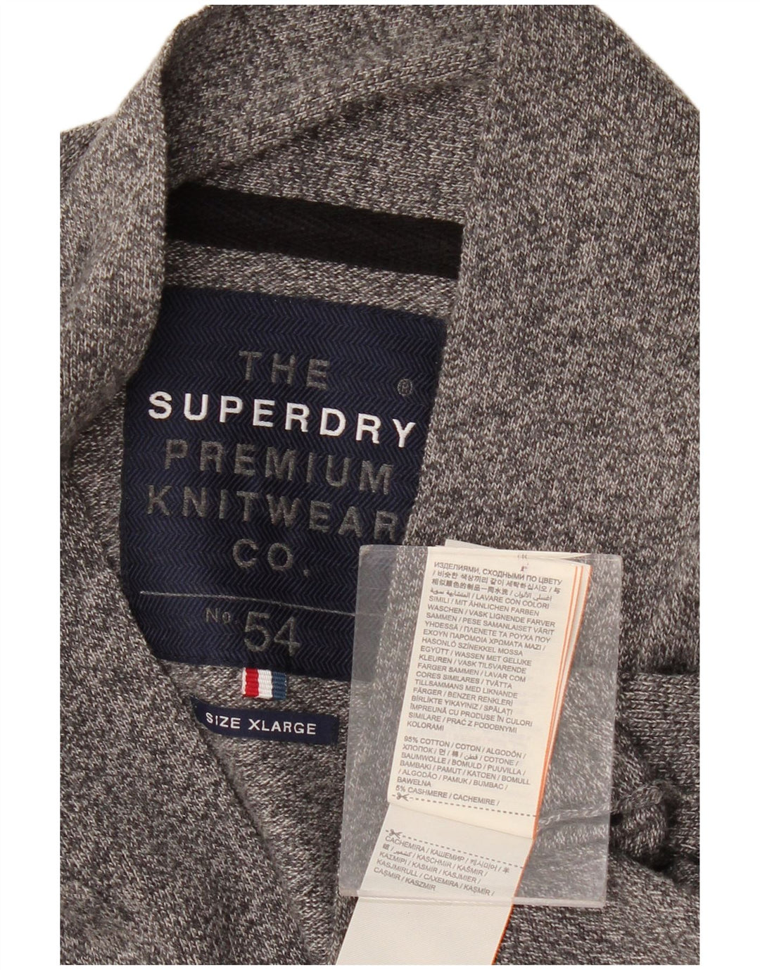 SUPERDRY muški kardigan pulover XL sivi flekasti pamuk