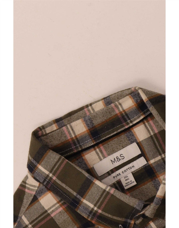 Marks & Spencer muška flanelska košulja 2XL zeleni karirani pamuk