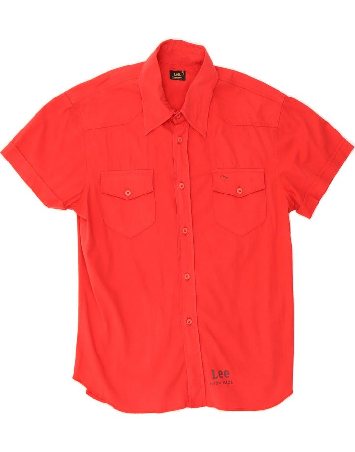 LEE Mens Short Sleeve Shirt Small Red Cotton Vintage Lee and Second-Hand Lee from Messina Hembry 