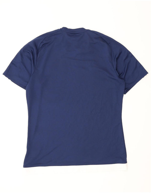 Adidas Mens Climalite T-Shirt Top Medium Navy Blue Colourblock Polyester