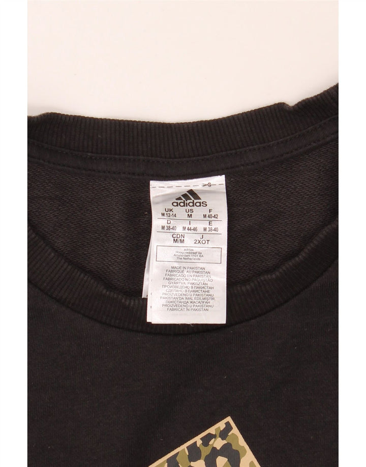 ADIDAS Womens Oversized Crop Sweatshirt Jumper UK 12/14  Medium Black Vintage Adidas and Second-Hand Adidas from Messina Hembry 