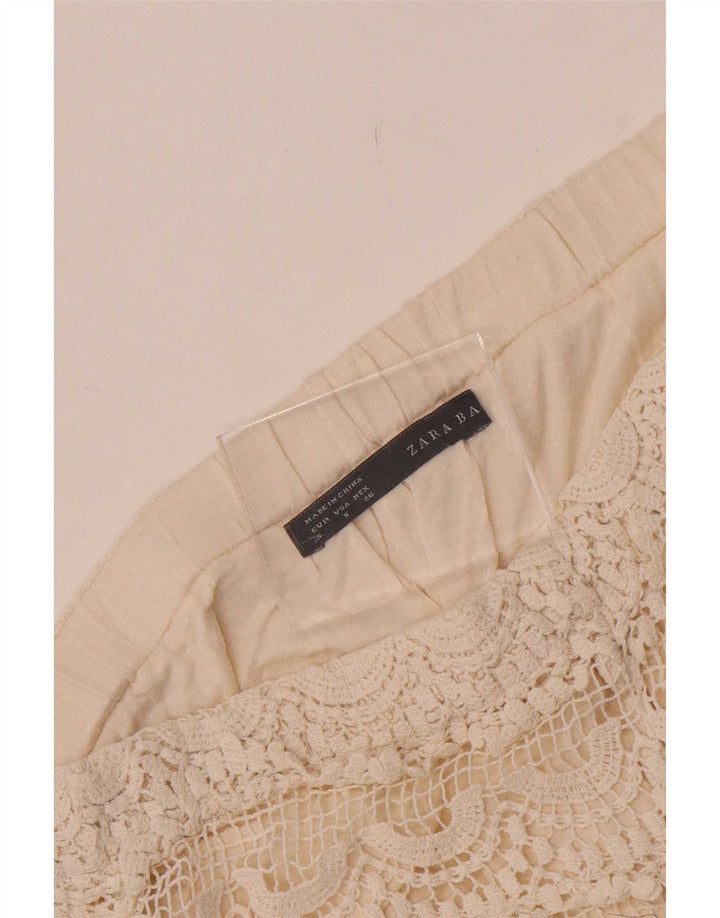Zara ženske heklane vruće hlačice male W26 Off White
