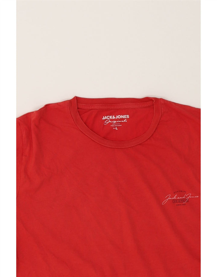 JACK & JONES Mens T-Shirt Top Large Red Cotton Vintage Jack & Jones and Second-Hand Jack & Jones from Messina Hembry 