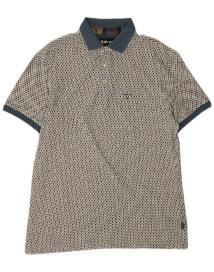 Barbour muška polo majica Large Blue Geometric Cotton