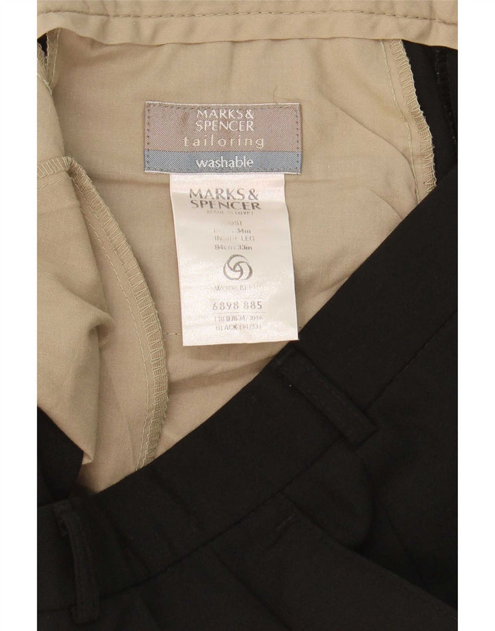 Marks & Spencer muške hlače s štipaljkama W34 L33 crni poliester