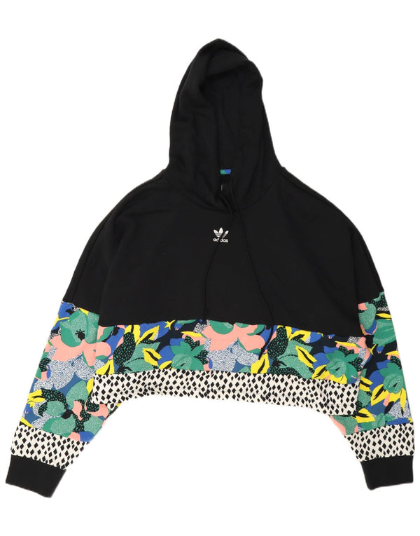 Adidas Her Graphic Oversized majica s kapuljačom UK 14 srednje crna cvjetna