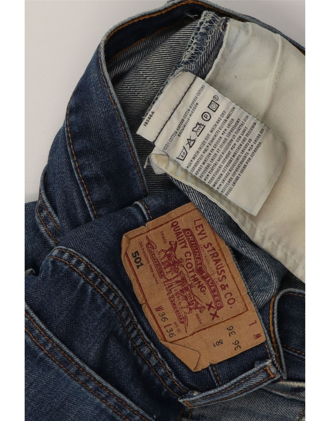 LEVI'S Ženske kratke hlače od trapera 501, W36 XL, plavi pamuk