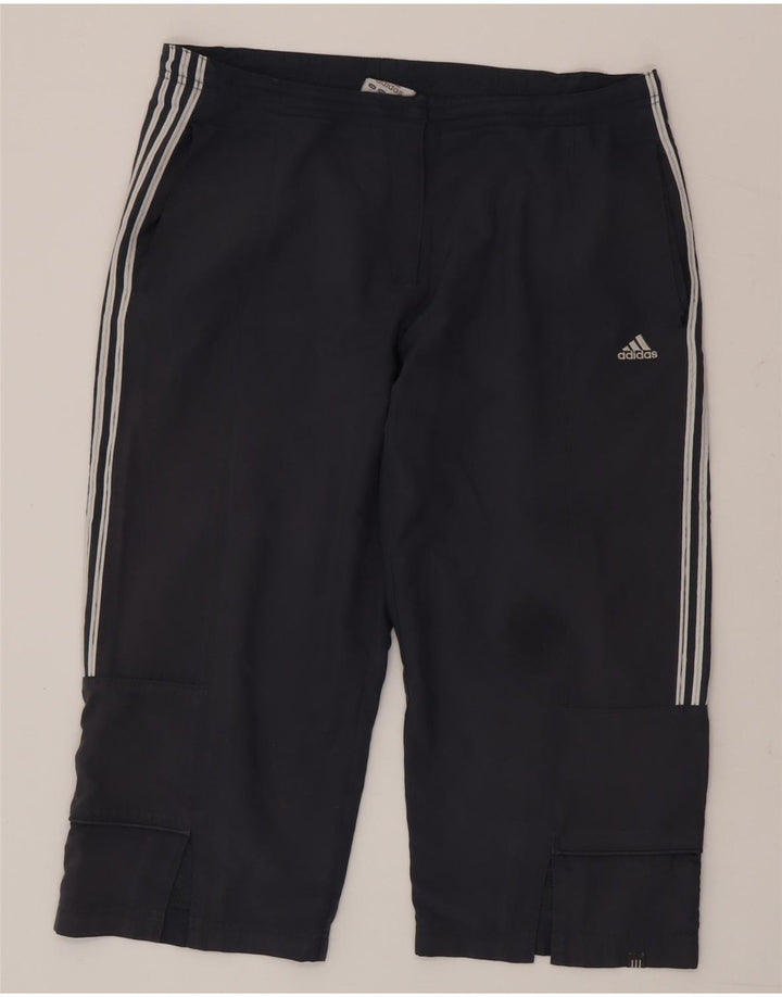 Adidas ženske ravne kapri hlače UK 16 velike tamnoplave poliesterske