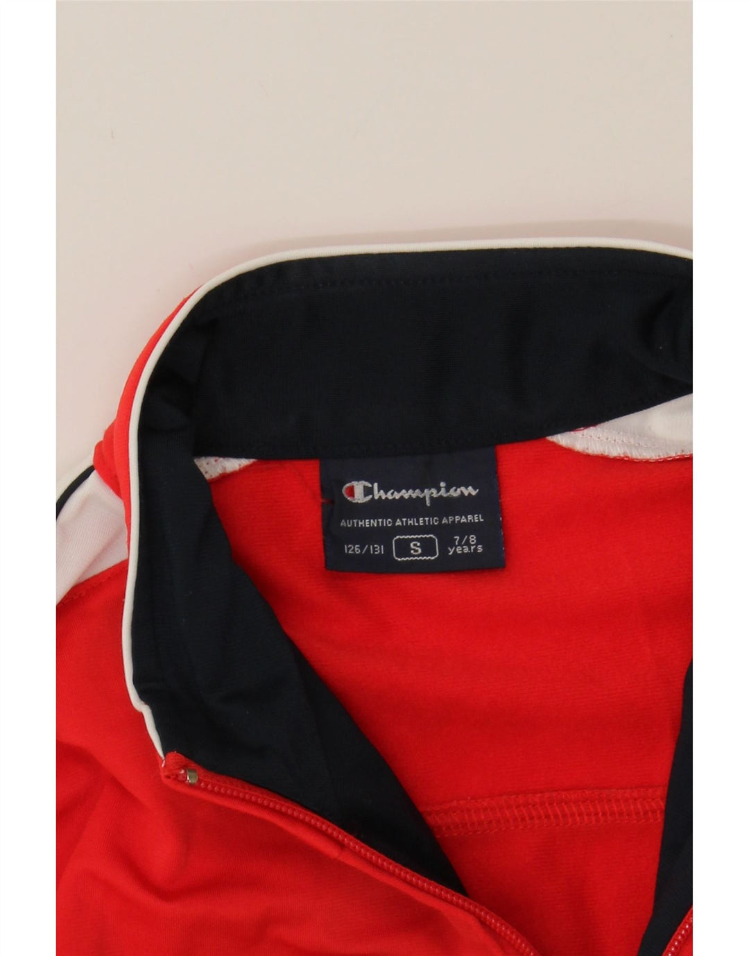 CHAMPION Boys Graphic Tracksuit Top Jacket 7-8 Years Small Red Colourblock Vintage Champion and Second-Hand Champion from Messina Hembry 
