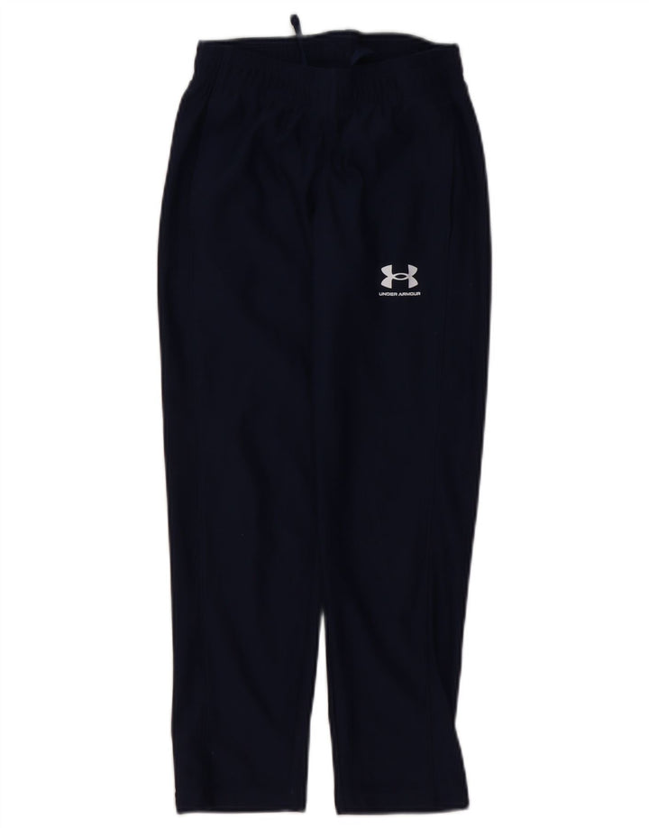 UNDER ARMOUR Boys Tracksuit Trousers 7-8 Years Small Navy Blue Polyester