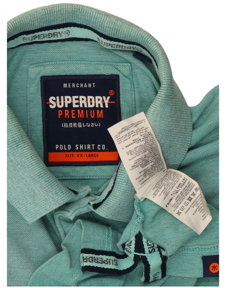 Superdry muška polo majica 2XL tirkizni pamuk