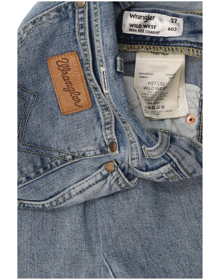 WRANGLER Ženske ravne traperice visokog struka Wild West W27 L27 Plavi pamuk