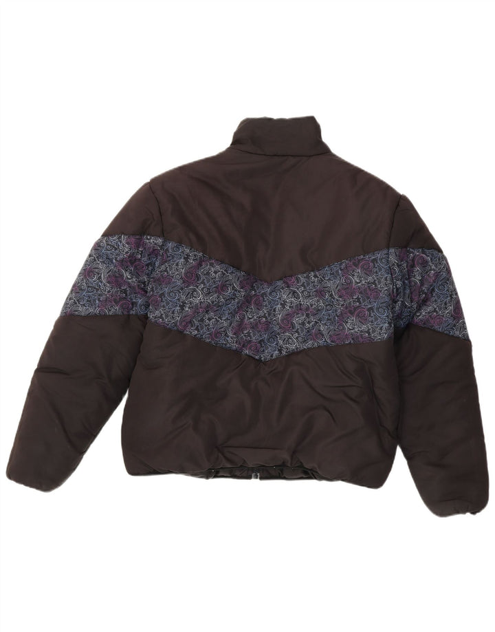 Fila ženska podstavljena jakna širokog kroja UK 14 Srednji crni poliester s paisley bojama