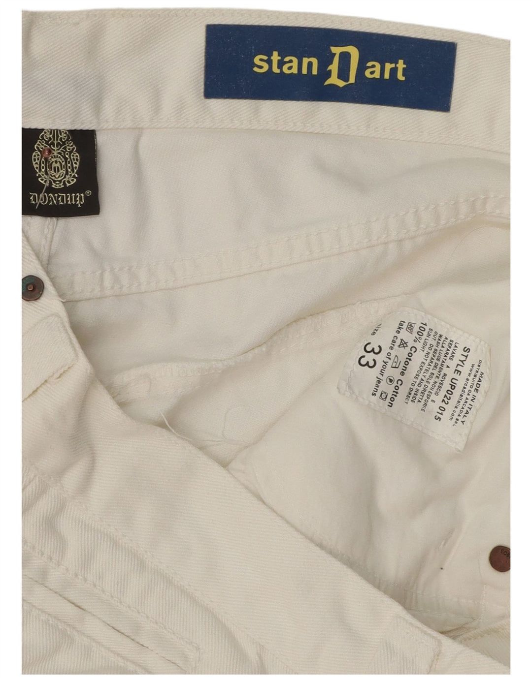 Dondup muške ravne traperice Stan Dart W33 L32 bijeli pamuk