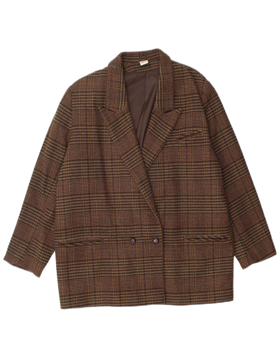 ETAM ženski sako s dvostrukim kopčanjem US 16 2XL smeđi karirani akril