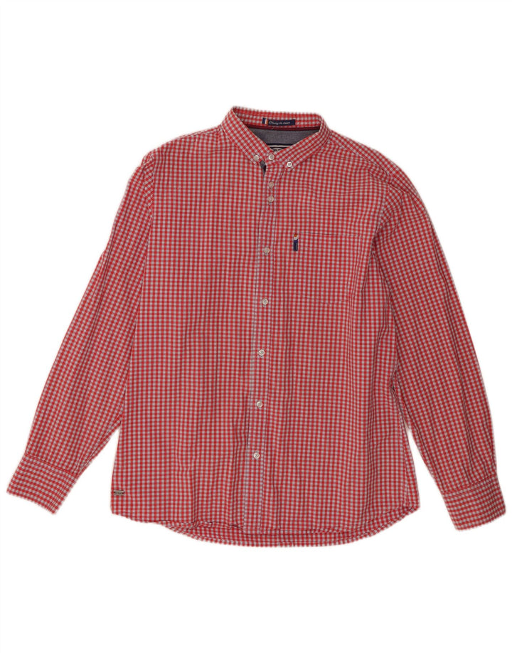 Le Shark muška košulja Large Red Gingham pamuk