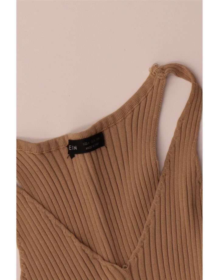 Shein Ženska haljina bez rukava uz kroj UK 8 Mala bež poliester