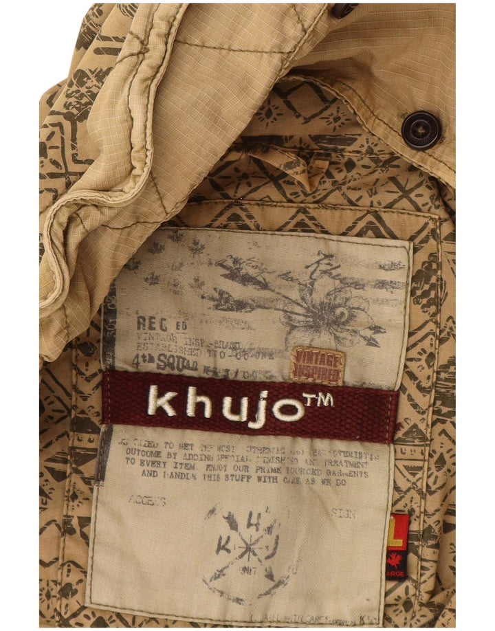 KHUJO ženska jakna parka s kapuljačom UK 16 Large Beige Geometric Cotton