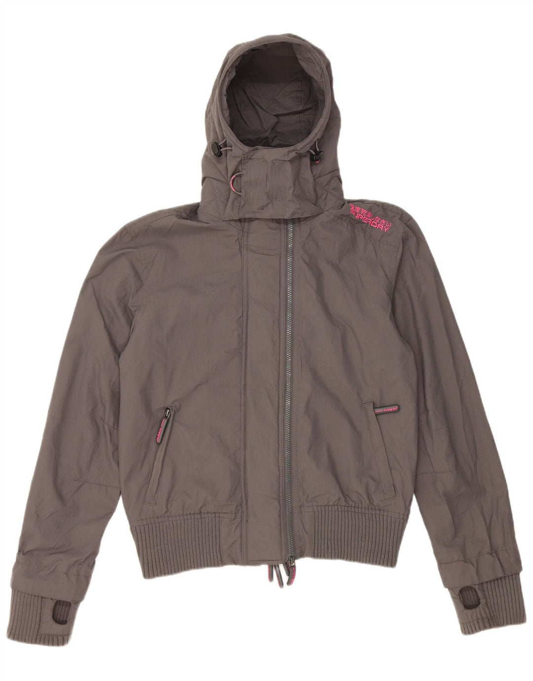Superdry ženska kišna jakna s kapuljačom UK 16 Veliki sivi najlon