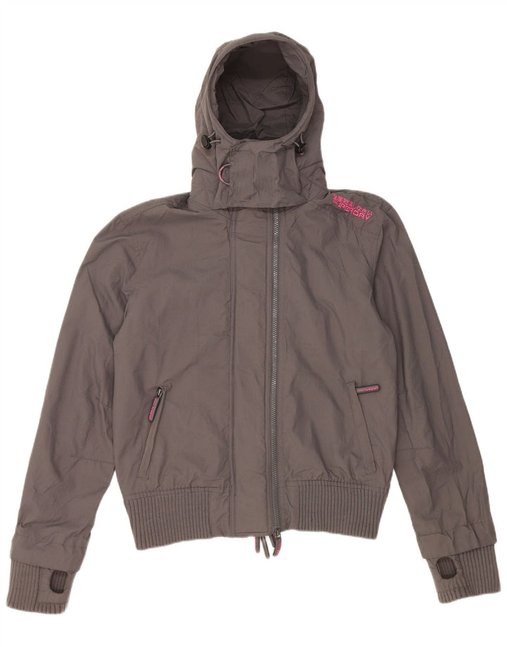 Superdry ženska kišna jakna s kapuljačom UK 16 Veliki sivi najlon