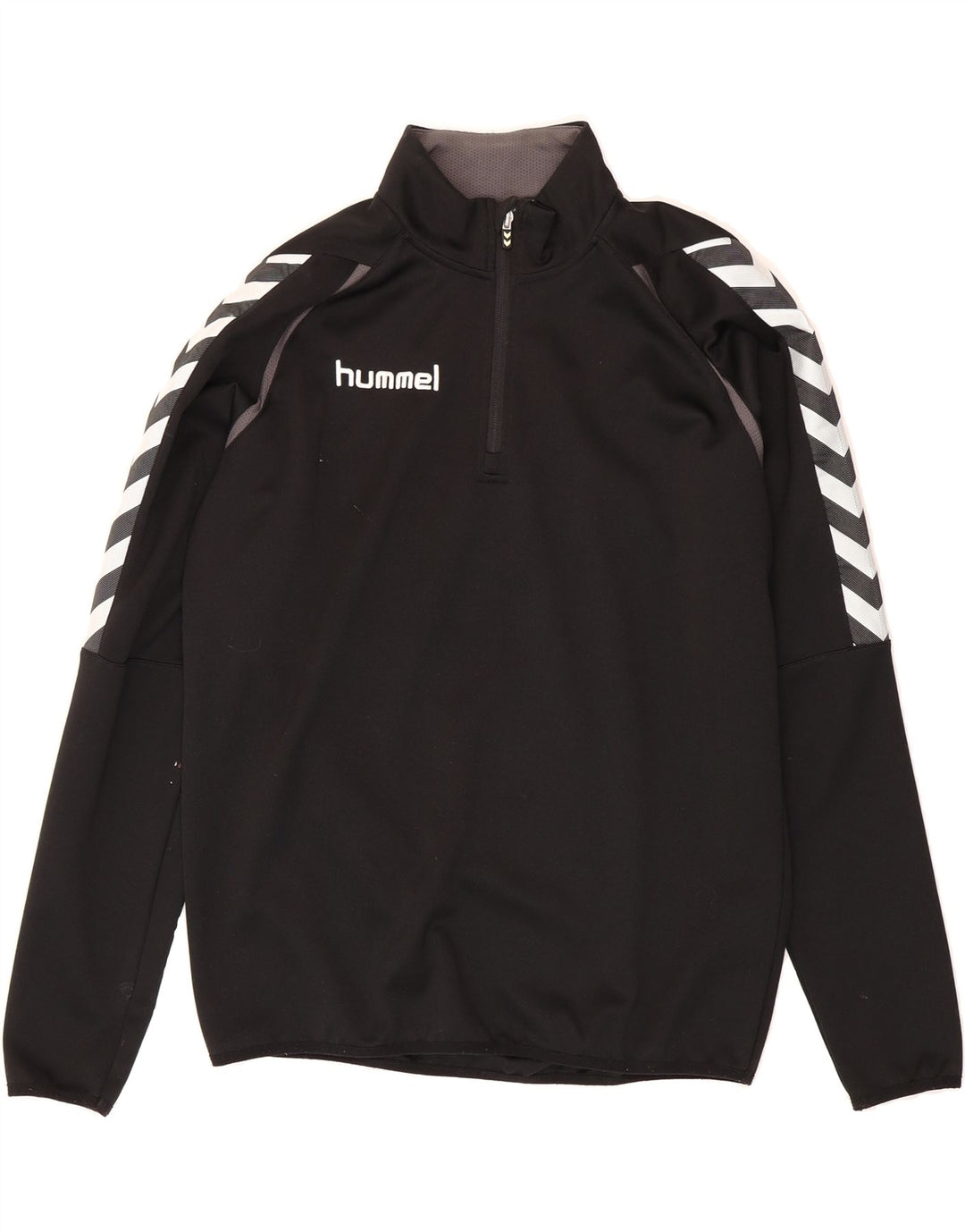 HUMMEL Mens Graphic Zip Neck Pullover Tracksuit Top Medium Black Polyester Vintage Hummel and Second-Hand Hummel from Messina Hembry 