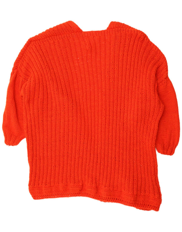 Vintage ženski prekomjerni otvoreni kardigan pulover UK 14 srednje crvene boje