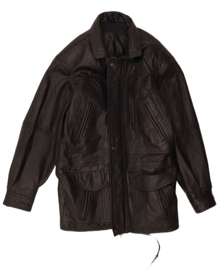 Vintage muški kožni kaput UK 38 srednje crna koža