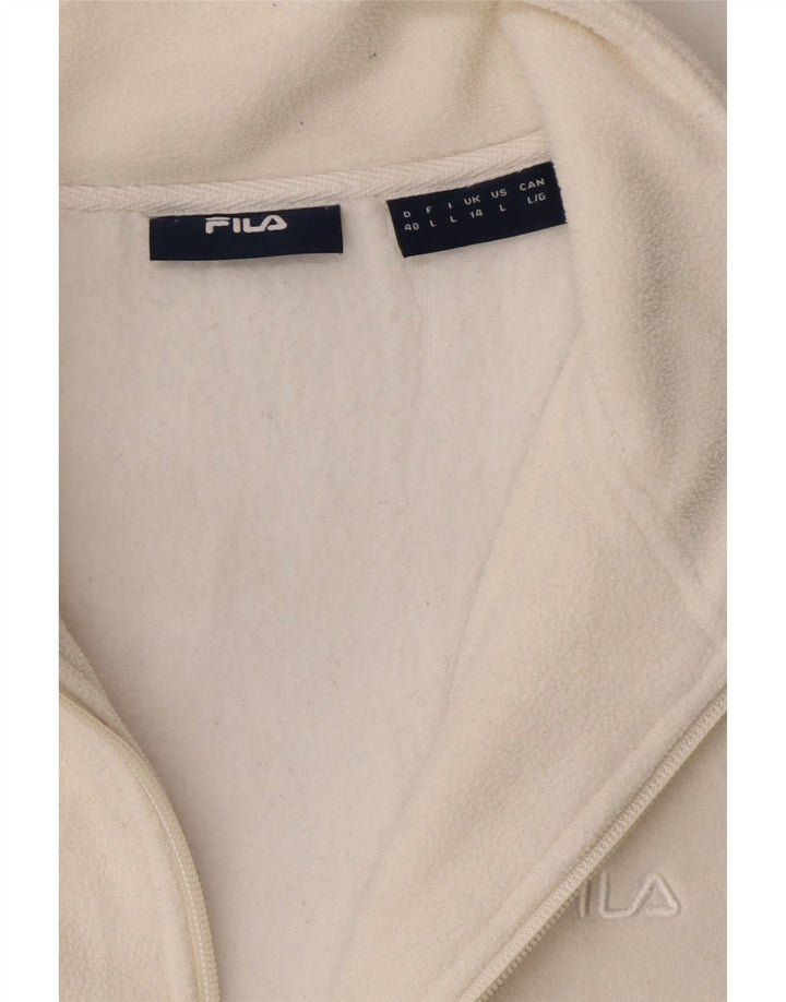 FILA Womens Fleece Jacket UK 14 Large White Polyester Vintage Fila and Second-Hand Fila from Messina Hembry 