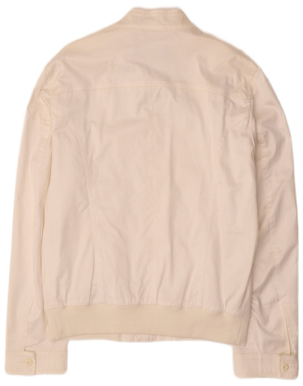 ICEBERG Mens Bomber Jacket UK 44 2XL White Cotton