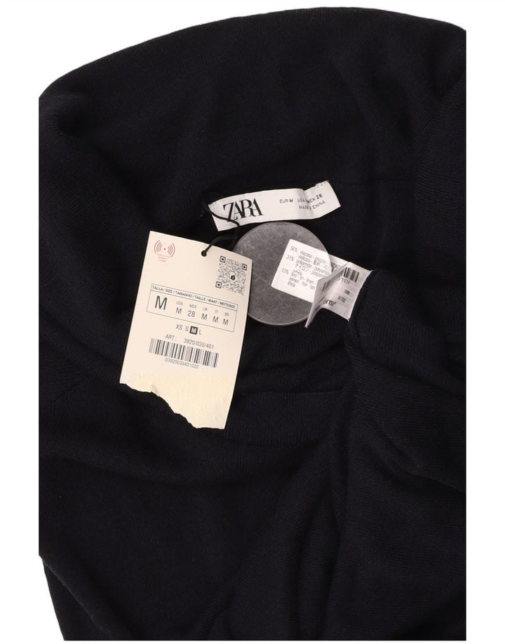 ZARA ženski gornji dio kratke bluze UK 12 Srednje crna viskoza