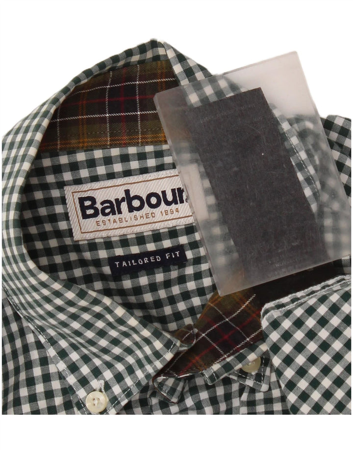 Barbour muška krojena košulja male zelene boje od gingham pamuka