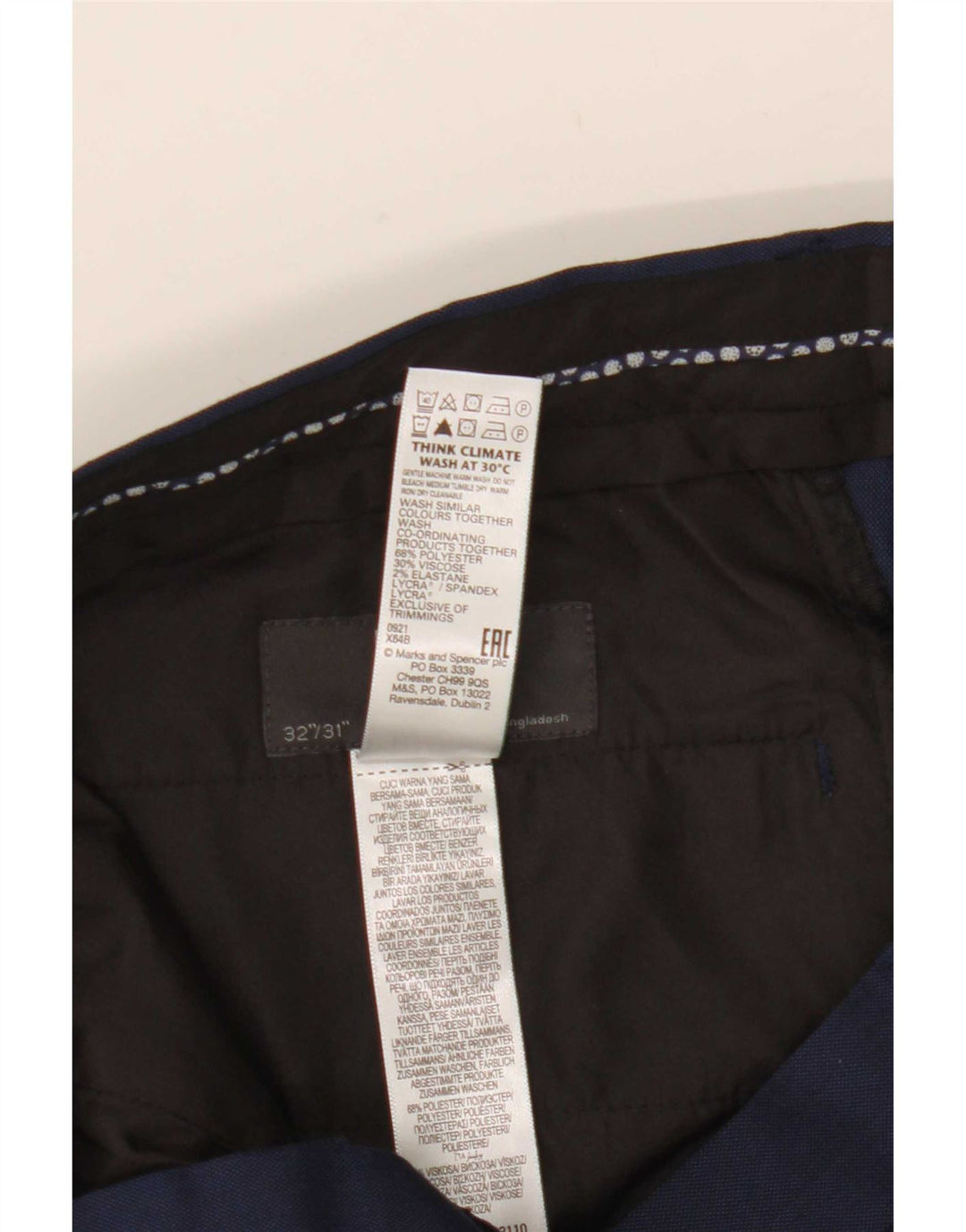 Marks & Spencer muške hlače ravnog odijela W32 L31 tamnoplavi poliester
