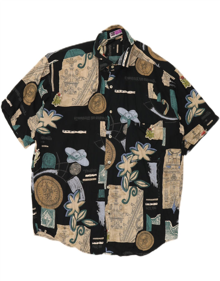 BIG MATCH Muška košulja kratkih rukava srednje tamnoplava patchwork viskoza