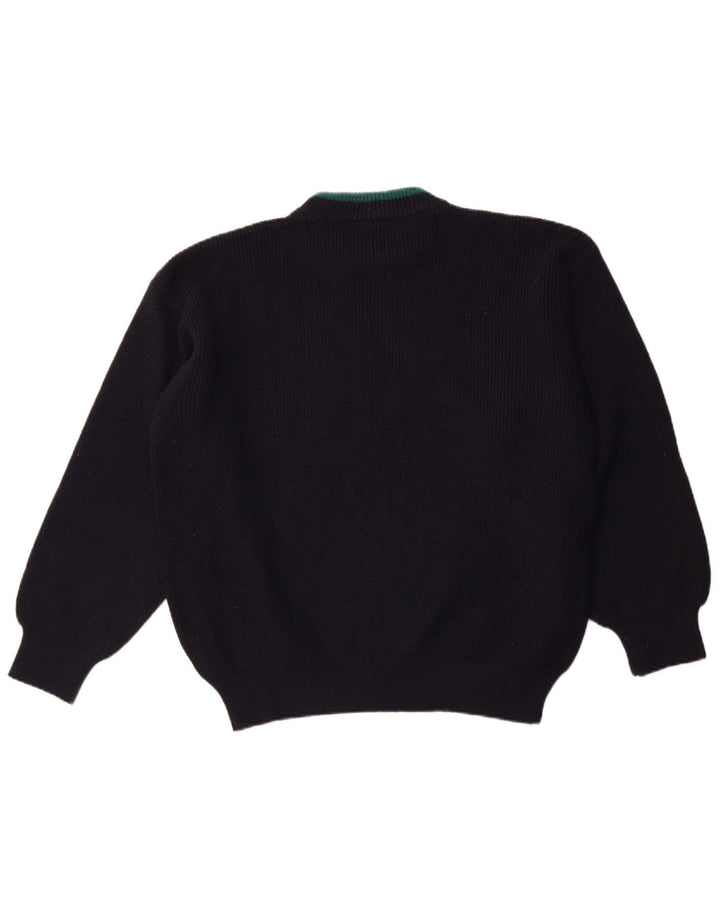 VINTAGE muški džemper s lađastim izrezom XL tamnoplave vunene boje