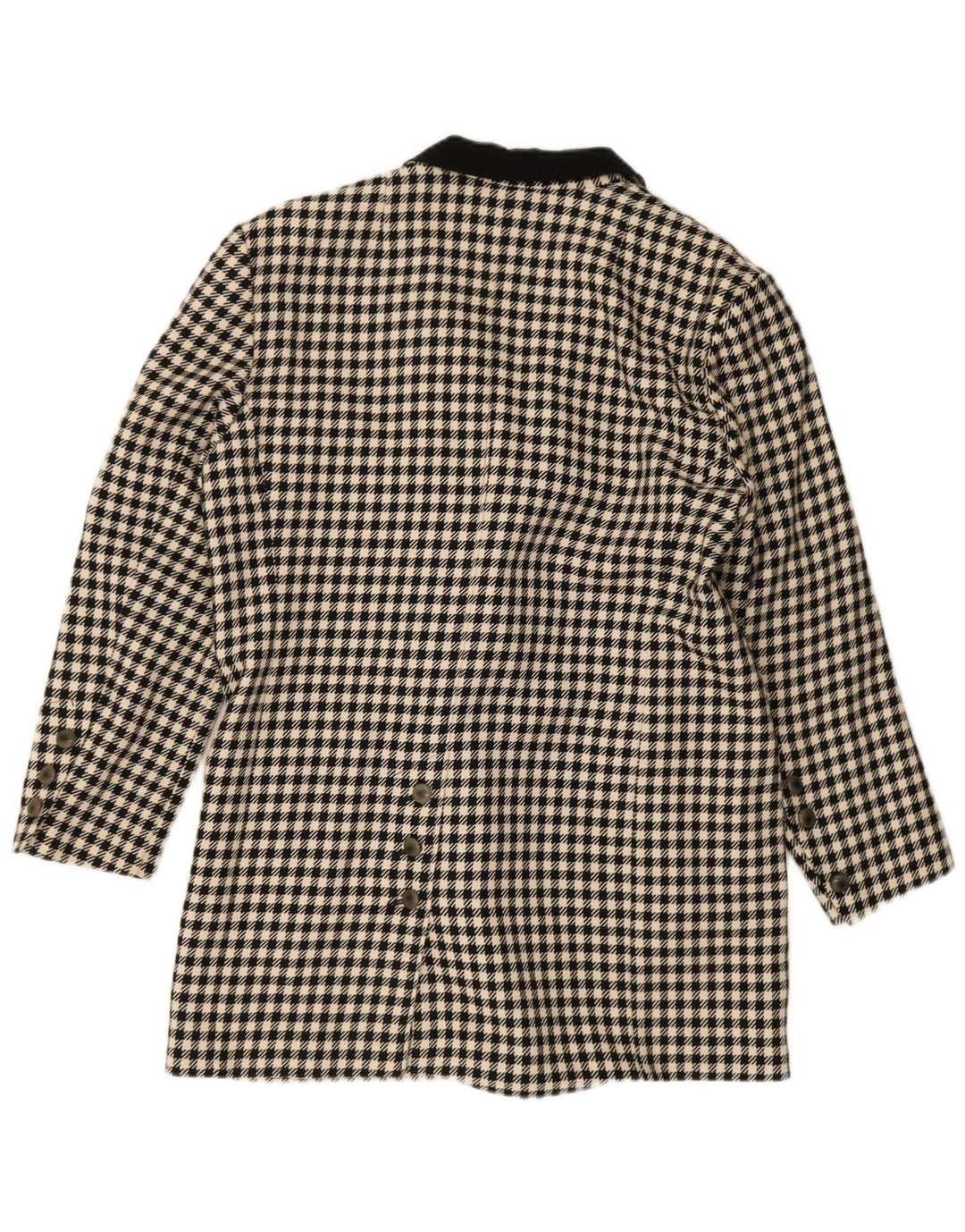 Vintage ženski kaput slobodnog kroja s dvorednim kopčanjem EU 36, mali crni houndstooth