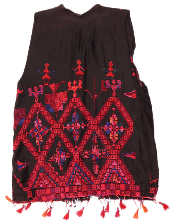 Vintage ženski prsluk UK 14 srednje raznobojni geometrijski Aztec