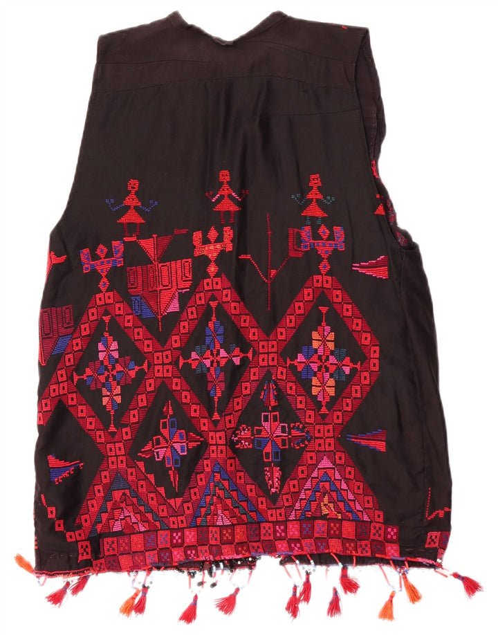 Vintage ženski prsluk UK 14 srednje raznobojni geometrijski Aztec