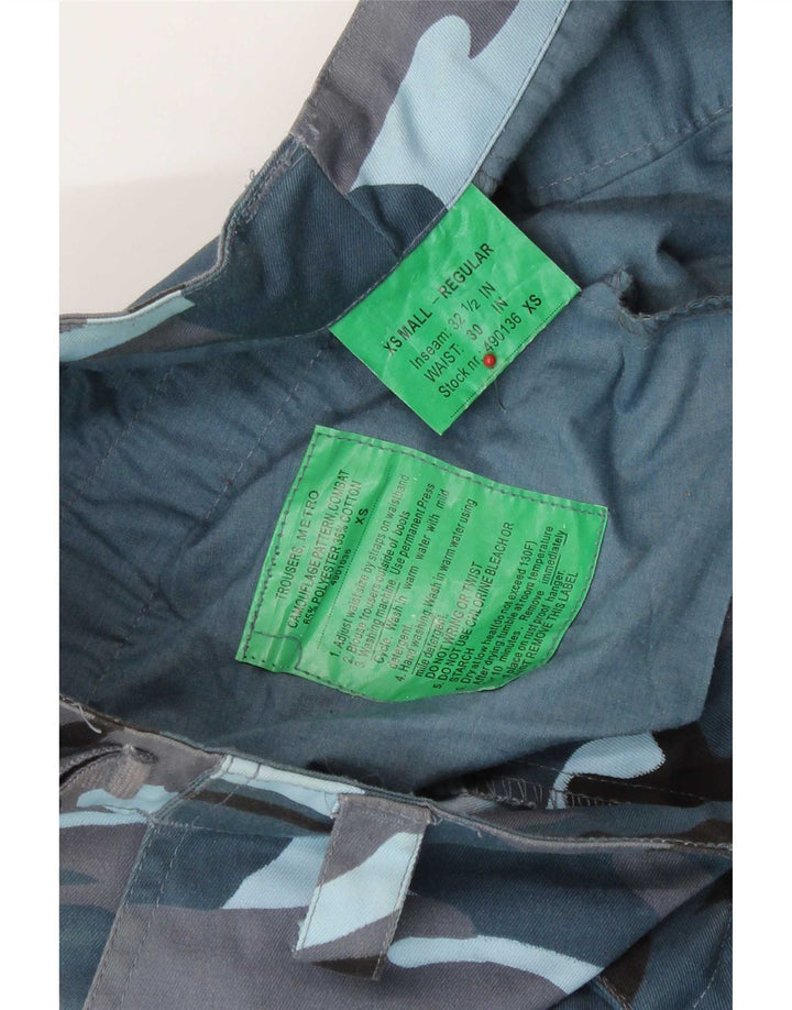 Vintage muške kargo hlače regularnog kroja W30 L32 plava kamuflažna poliester