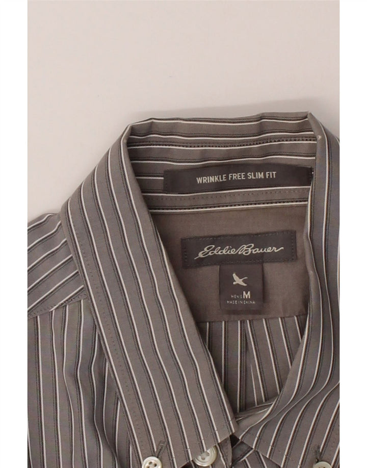 EDDIE BAUER Mens Slim Fit Shirt Medium Grey Pinstripe Cotton Vintage Eddie Bauer and Second-Hand Eddie Bauer from Messina Hembry 