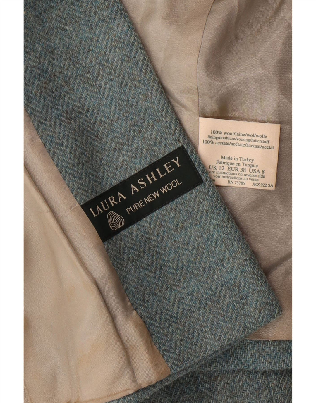 LAURA ASHLEY Ženska skraćena jakna sa 3 gumba UK 12 Srednje plava vuna