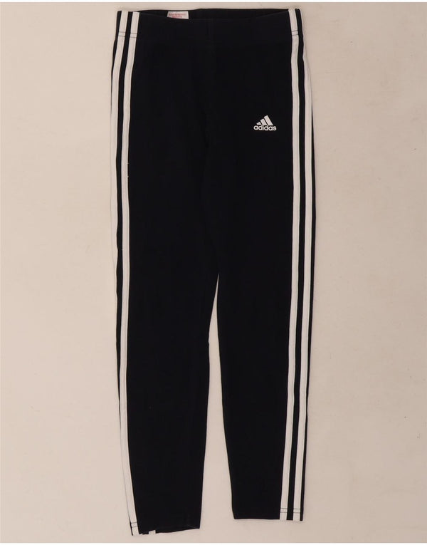 Adidas Girls Leggings 11-12 Years Navy Blue Cotton