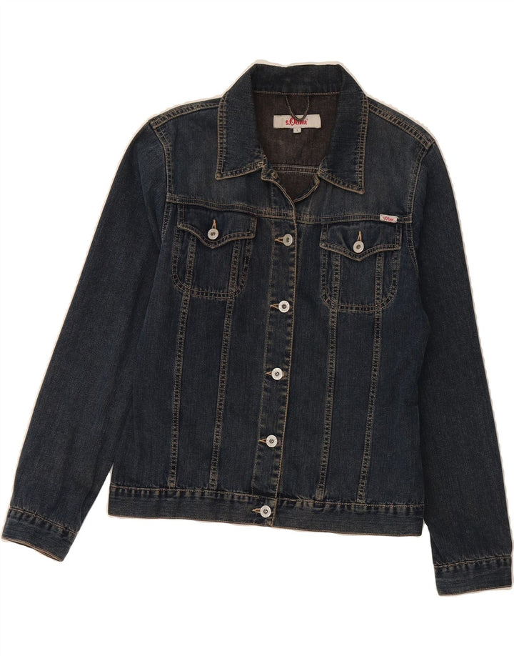 S.OLIVER Womens Denim Jacket UK 14 Large Navy Blue Cotton Vintage S.Oliver and Second-Hand S.Oliver from Messina Hembry 