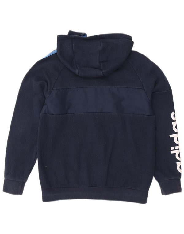 ADIDAS džemper s kapuljačom s grafičkim patentnim zatvaračem 12-13 godina tamnoplave boje