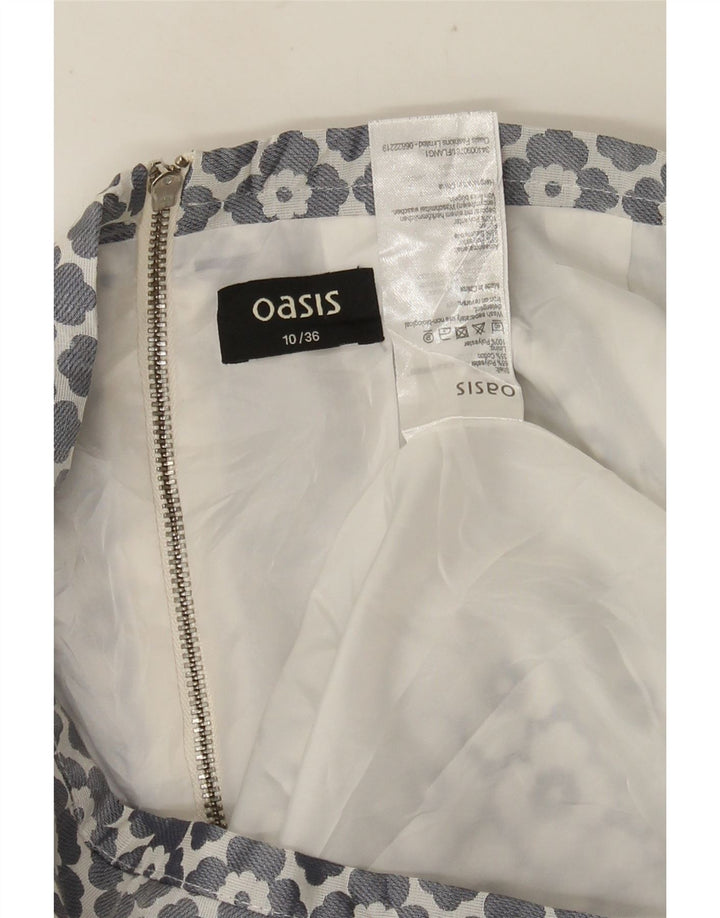 Oasis ženska mini suknja UK 10 mala W28 sivi cvjetni poliester