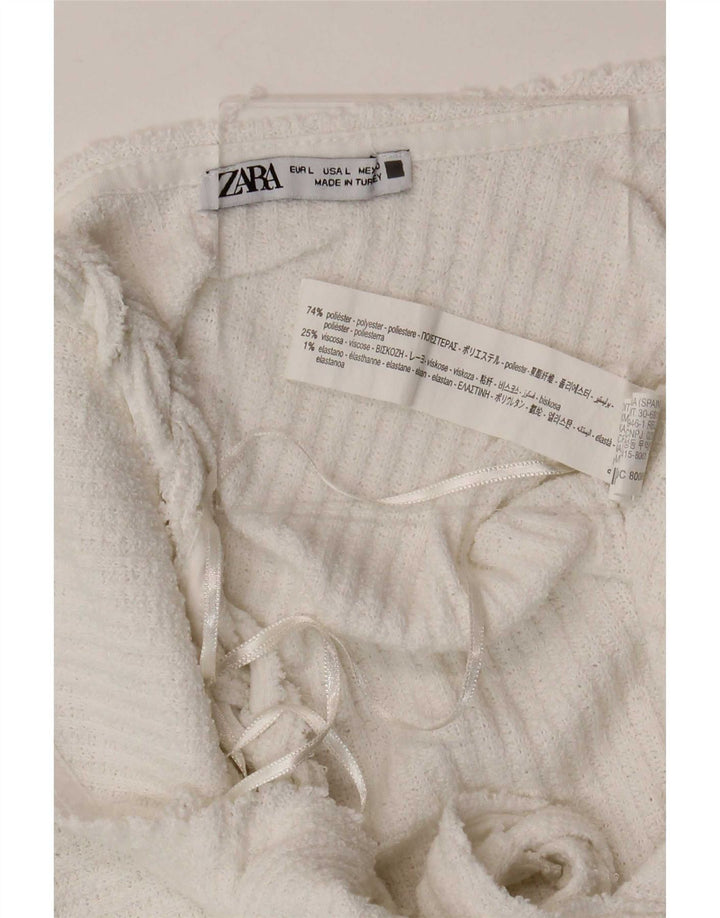 Zara ženska duga haljina bez rukava UK 14 Veliki bijeli poliester