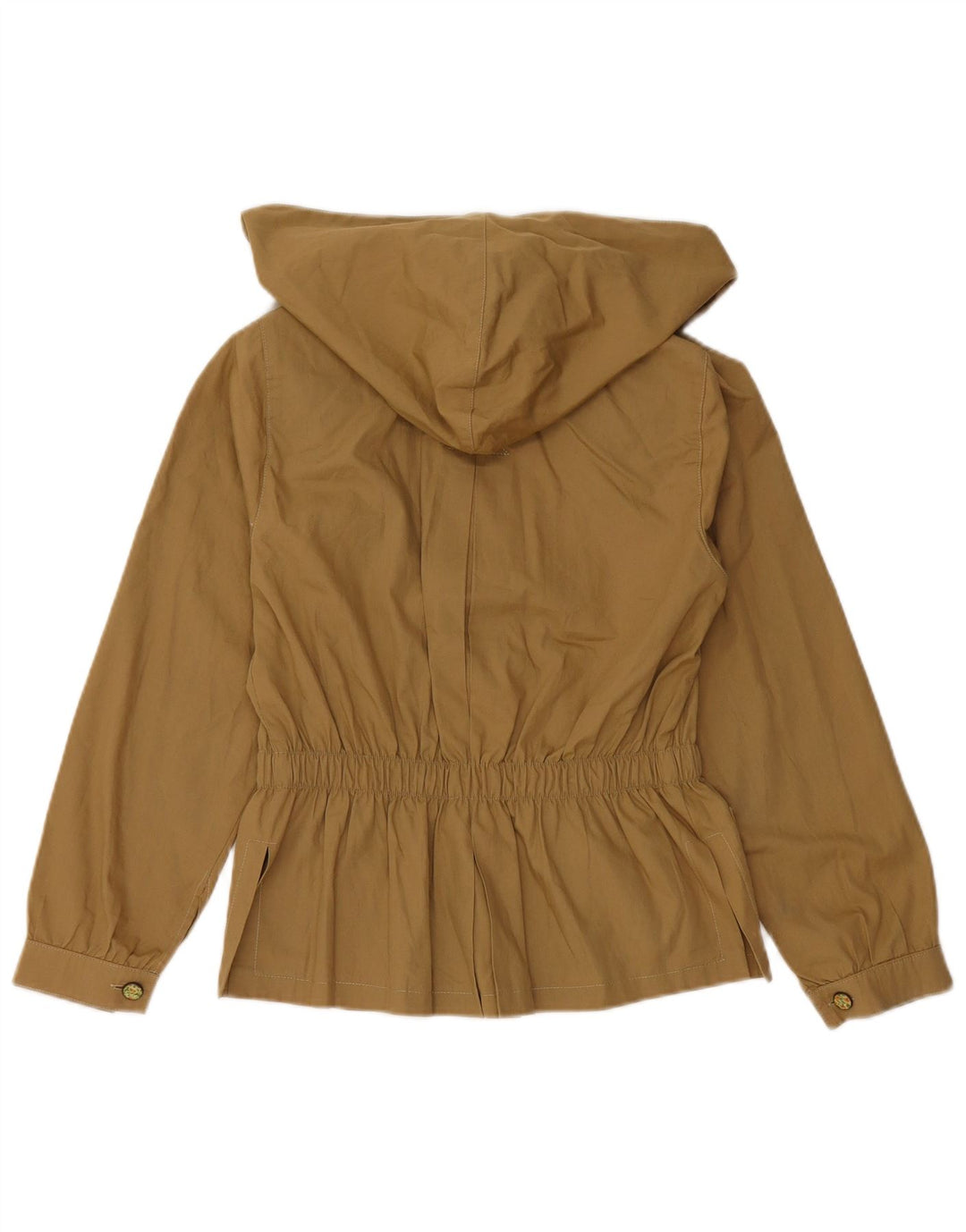 VINTAGE ženska jakna s kapuljačom s 4 gumba, veličina 6 2XS, smeđi pamuk