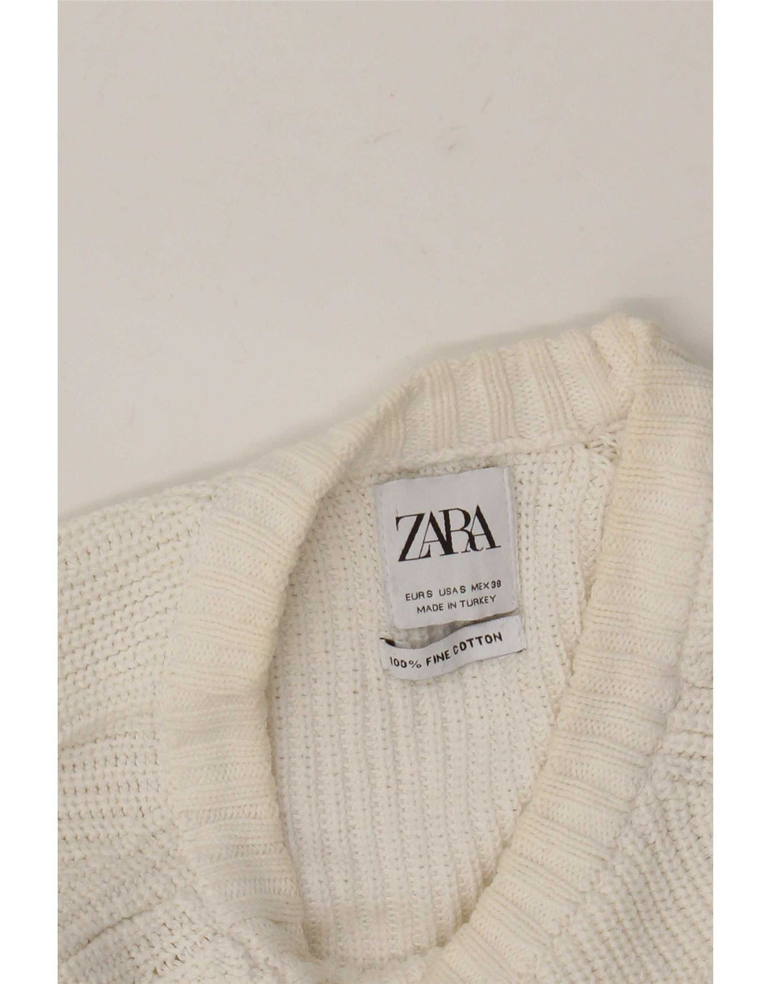 Zara muški pulover s okruglim izrezom, mali bijeli pamuk