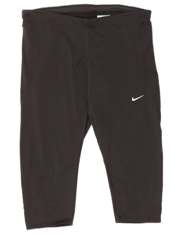 Nike Womens Dri Fit Capri Tracksuit Trousers UK 16 Large  Black Polyester
