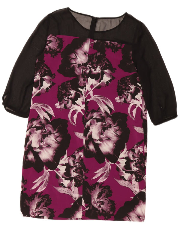 Kaliko ženska haljina na pomak 3/4 rukava UK 14 Veliki ljubičasti cvjetni poliester